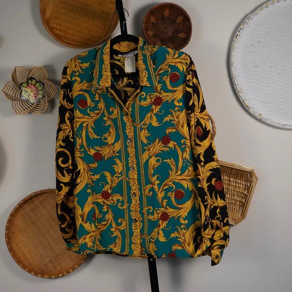 Cricket Lane Long Sleeve Buttons Down Vintage Shirt Multicolor Womens Size - Picture 1 of 5
